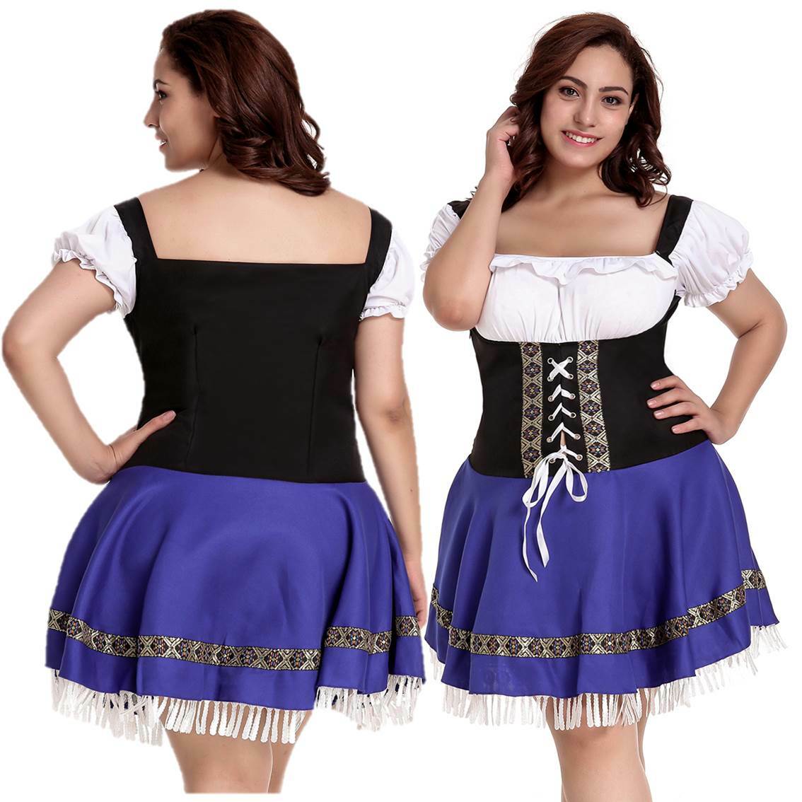Beer Maid Costume Plus Size M L XL Blue Oktoberfest Fancy Dress German