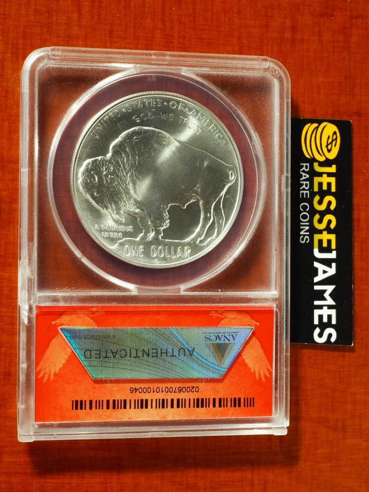 2001 D $1 SILVER BUFFALO COMMEMORATIVE DOLLAR ANACS MS70 - Image 2 of 2