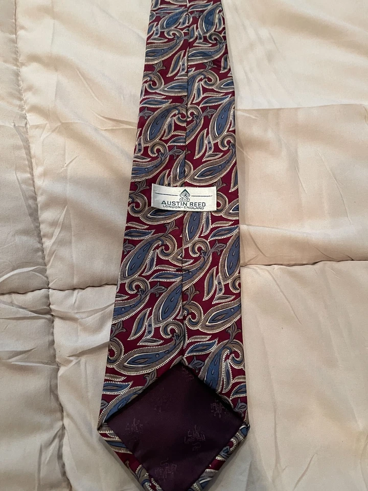 Austin Reed London Eng. 领带男式意大利丝绸领带佩斯利设计 L56 x W4 — 第 3/4 张图片