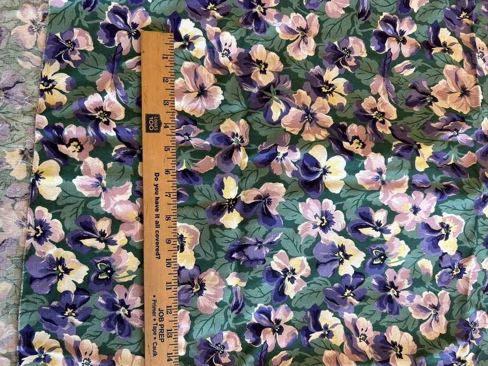 “Perfectly Pansy” Fabric BASSETT McNAB Vintage 1994 Printed Linen Blue 54x4Yds - Image 3 of 4