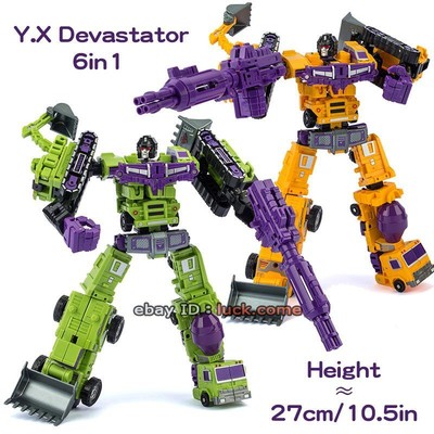 Y.X 6in1 G1 Devastator IDW Engineering 10in Robot Action Figure Toy Collect Gift