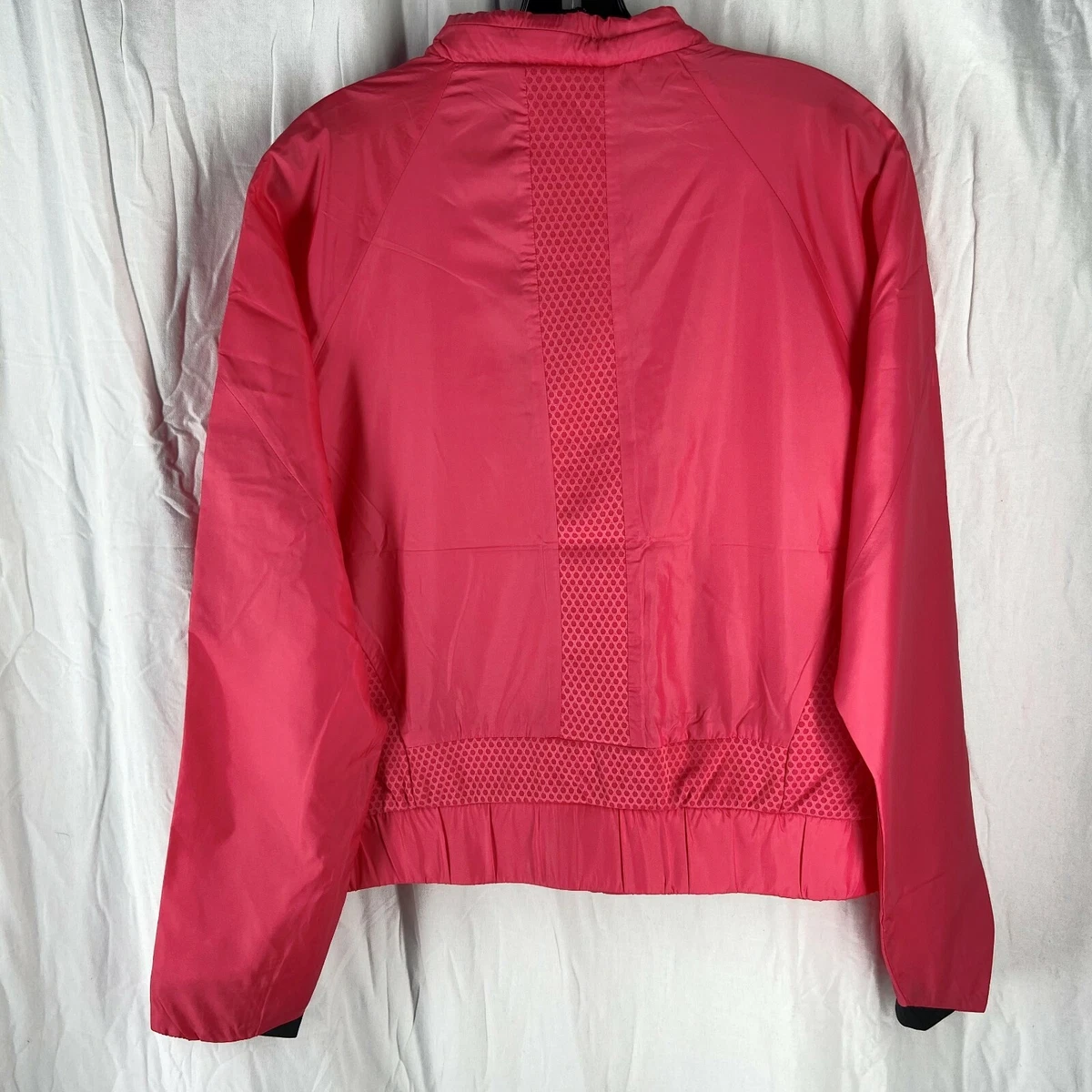 ASICS Womens Pink Tech Windbreaker Full Zip Jacket Size L eBay