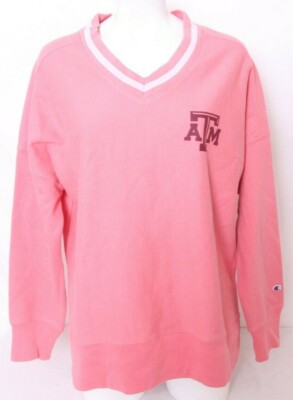 Texas A&M University Aggies Champion Oversized Pink V-Neck Sweatshirt Women's M