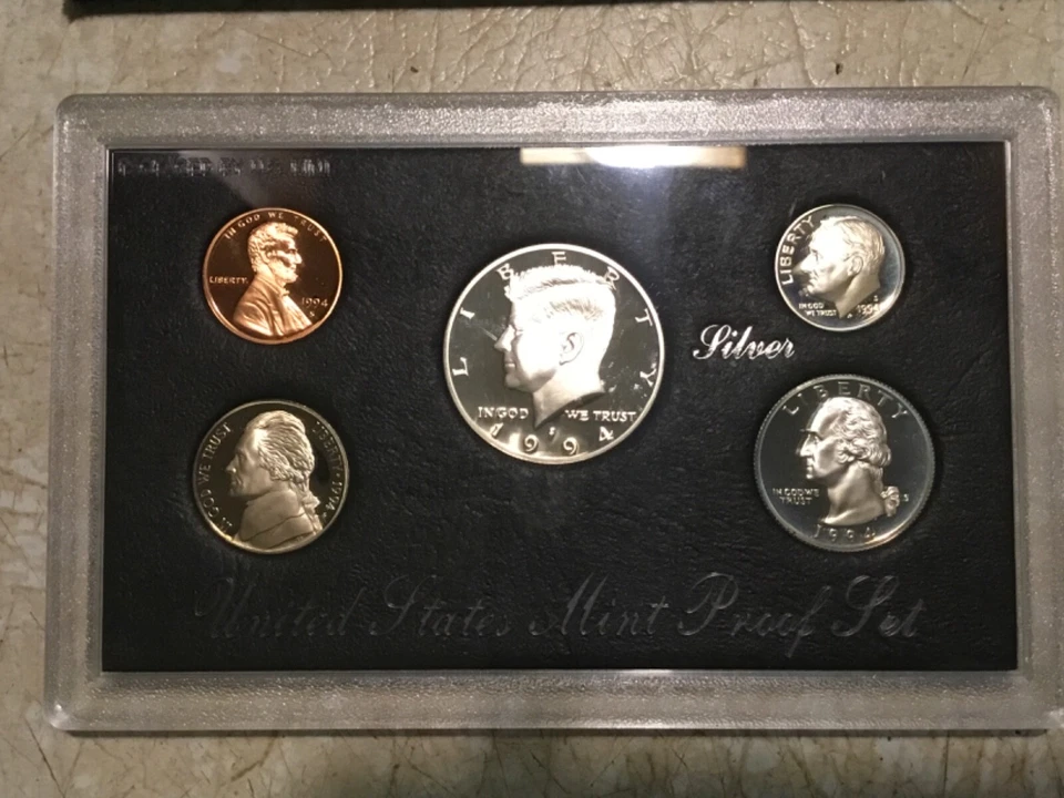 1994 3 SILVER COIN Proof Set Gem Mint US Display Box Vintage 90% Silver - Image 2 of 4