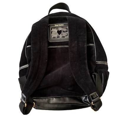 Y2K Vintage JUICY COUTURE Black Velour BACKPACK Bookbag Weekend