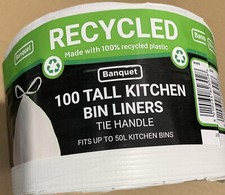 100 Beutel 50L Bankett recycelt Krawattengriff hoch K&uuml;che M&uuml;llbeutel x 2 insgesamt 200