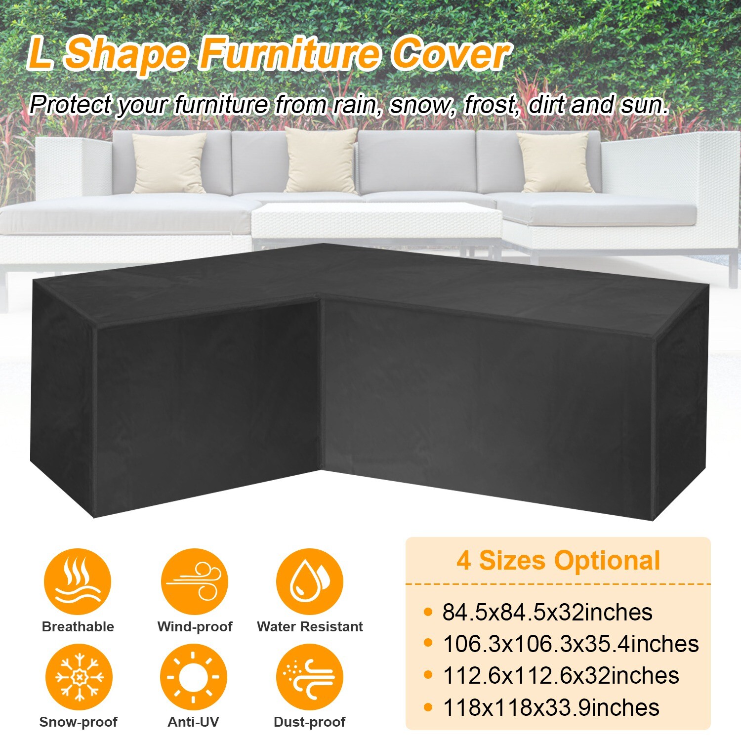 Black L Shape Sofa Cover Patio Outdoor Garden Furniture Waterproof Protector Us For Sale Online