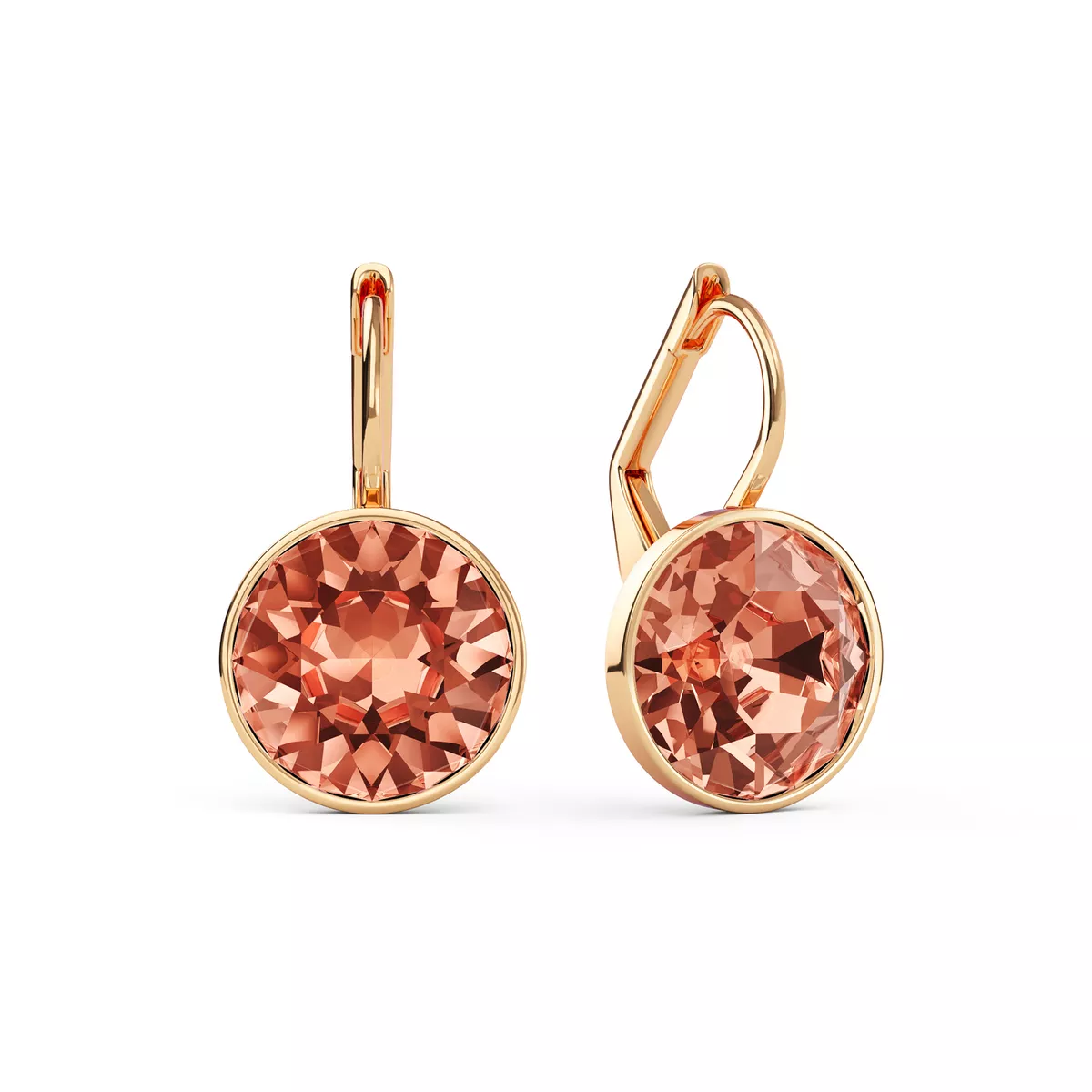 MYJS Bella Earrings 4 Carat Drop Earrings Rose Peach Crystals Rose Gold Plated