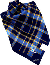 Vivienne Westwood Man Japan Handkerchief Tartan Orb Embroidered Navy 50cm New