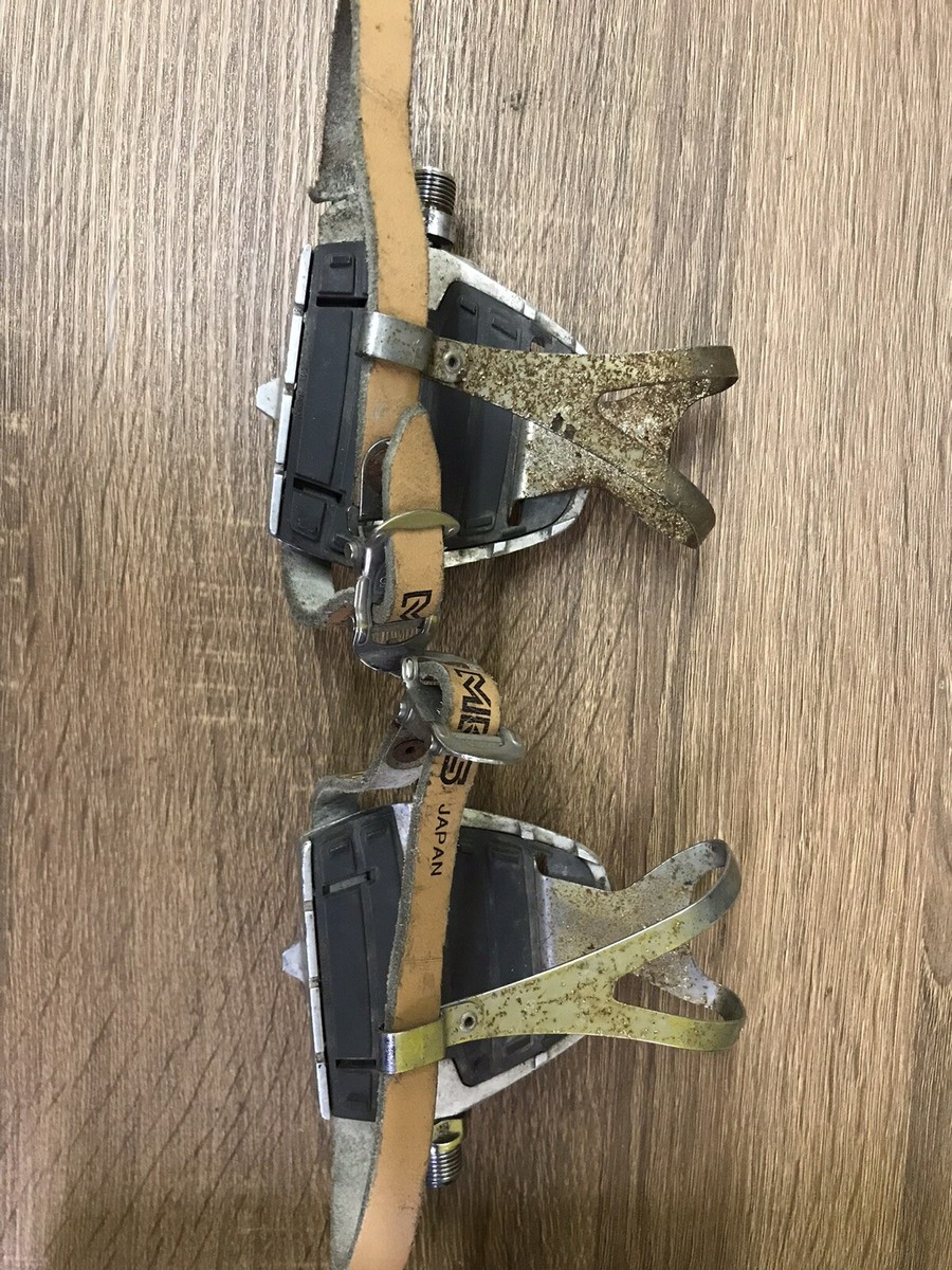 Vintage Shimano PD-T100 Classic Pedals/MKS Leather Strap/MKS Toe