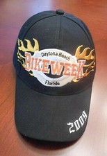 Datona Beach Bike Week 2009 Black w/ flames Hat One Size Fits All StrapBack NWOT