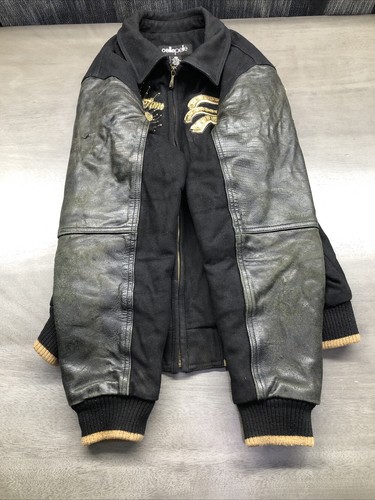 Pelle Pelle "GREATEST OF ALL TIME" Embellished Leath/wool jacket Black Large Wom - Picture 13 of 24