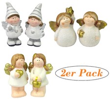 Weihnachtsengel - Weihnachtsdeko - Dekofiguren - 2er Set aus Keramik, Handbemalt
