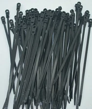 100 PERFECT VISION BLACK MOUNTING HOLE CABLE TIE ZIP WRAPS 7" SATELLITE/CABLE  