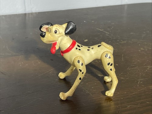 Vintage 101 Dalmatians Walt Disney Dog 1968 Moveable Jointed Figurine Red Collar