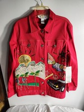 DIANE S ESSENTIALS DENIM WOMENS RED JACKET-Em...