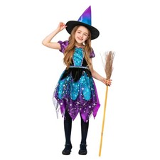 Girls Moon Stars Witch Child Costume Large