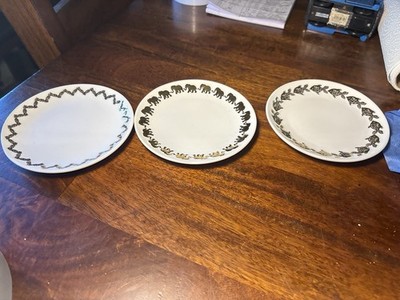 Lilly Pulitzer Plate Set 3pc Pineapple Elephant Fish Porcelain Gold Trim