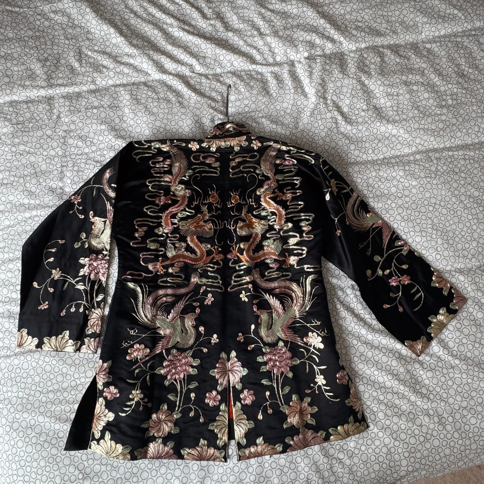 1930s Antique Chinese Wedding Jacket SILK Silver Gold Hand Embroidery - Image 2 of 4