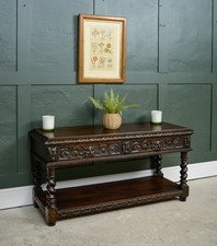 Victorian Oak  Green Man Hall Bench - Console Table - Shoe Storage - Gothic