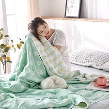 6-Layer Gauze 100 Cotton Muslin Blanket Sunflower King Size Bed Blanket Ligh...