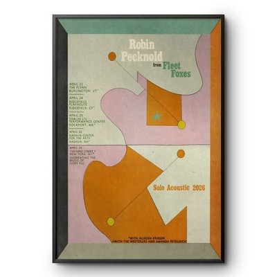 Robin Pecknold Fleet Foxes Solo Acoustic Tour 2026 Poster - Folk Music Art