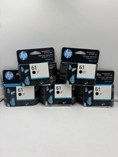 5X NEW HP BLACK 61 GENUINE OEM INK TONER Exp 2026- FREE SHIPPING