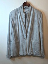Liz Claiborne Gray Knit Blazer Single Button Soft Jacket Career Size Medium
