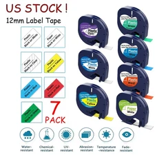 7PK Dymo Letratag Refill 91331 91330 White Plastic 12mm Label Tape 1/2" LT-100H