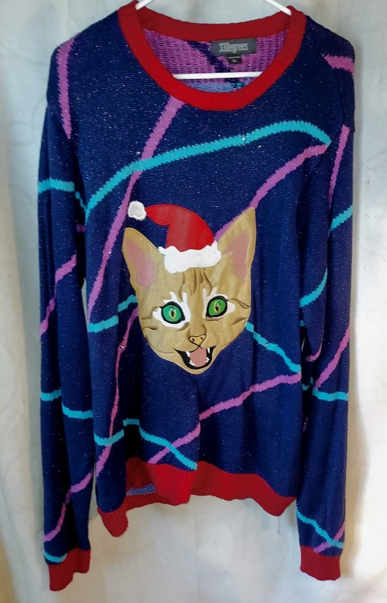 Pre-Owned Light Up Christmas Cat Sweater! Adult Free