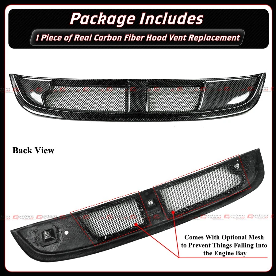 Para 2023-25 Civic Type-R FL5 SP Estilo Capó de fibra de carbono real Ventilación con malla Foto 4 de 4