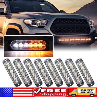 8~32X 6LED Strobe Light Bar Car Truck Flashing Warning Hazard Beacon Amber&White