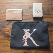 Flowered K Makeup Bag, A Nail Care Kit With A...