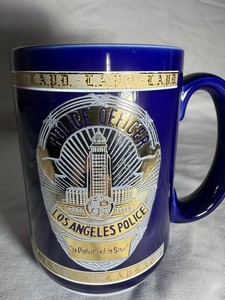 Los Angeles City Hall Badge Coffee Mug Blue Gold Souvenir Collectible