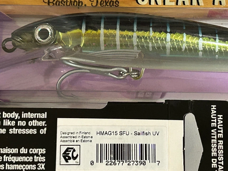 LOTE DE 2 Rapala Husky Magnum HMAG-15 15 cm 36 g 1-1/4 OZ. SEÑUELOS COLOR UV SAILFISH Foto 4 de 4