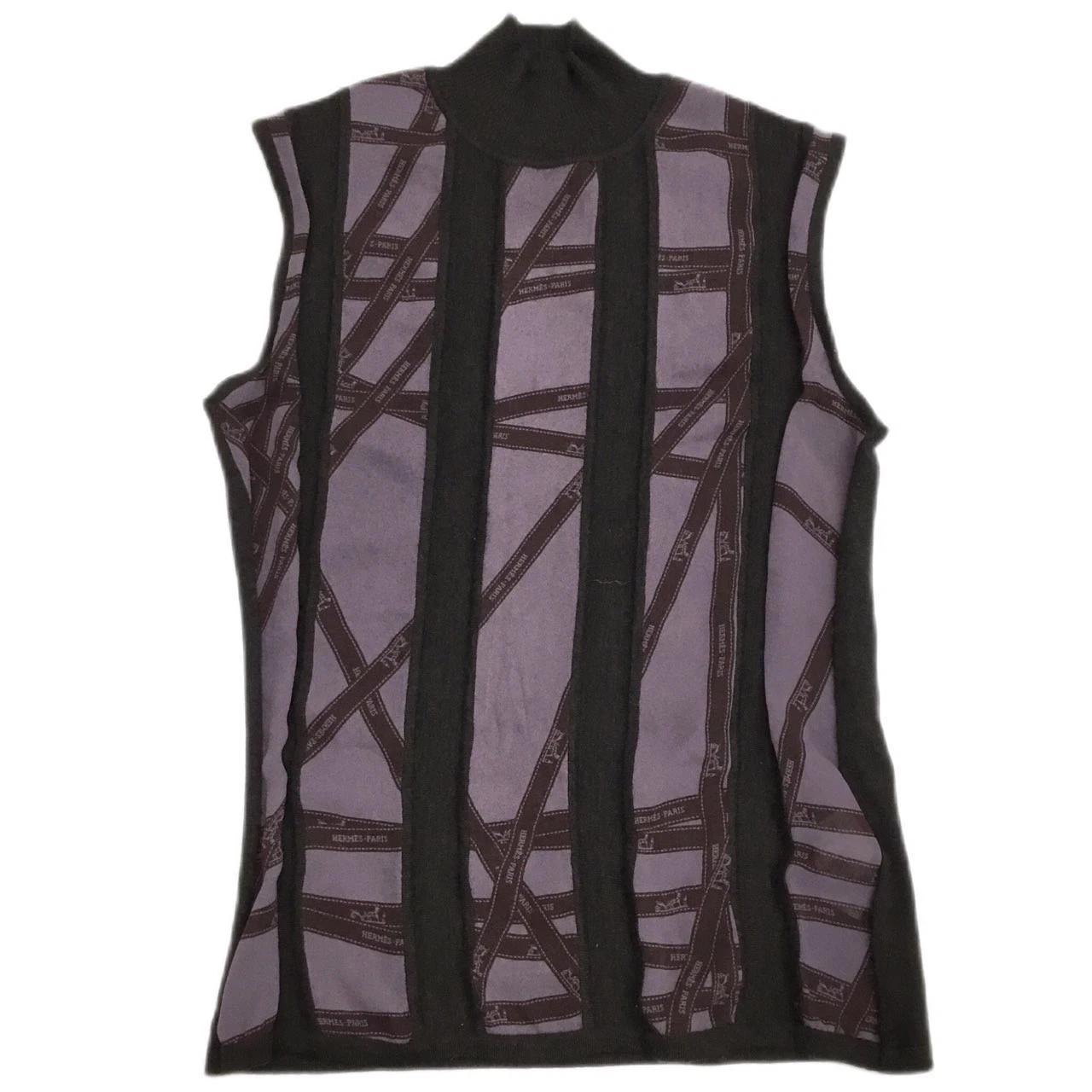 HERMÈS Top smanicato originale HERMES quasi come nuovo maglia cashmere viola x nero Italia