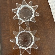 PartyLite 8680 Flaming Star Tealight Candle Holder clear glass star shaped