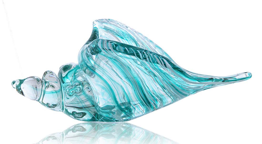 QFkris Hand Blown Glass Conch Seashell Figurine Home Decor Art Glass Sculptur...