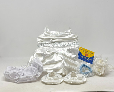 BUILD-A-BEAR Bridal Lot White Sequin Gown Bouquet Blue Garter Panties Slippers