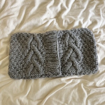 West Elm Lutz & Patmos 12''x21'' Rectangle Pillow Cover Cable Knit Gray Wool Blend