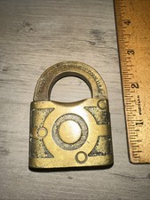 Antique Yale & Towne Brass Padlock Lock Made in USA NO key #2