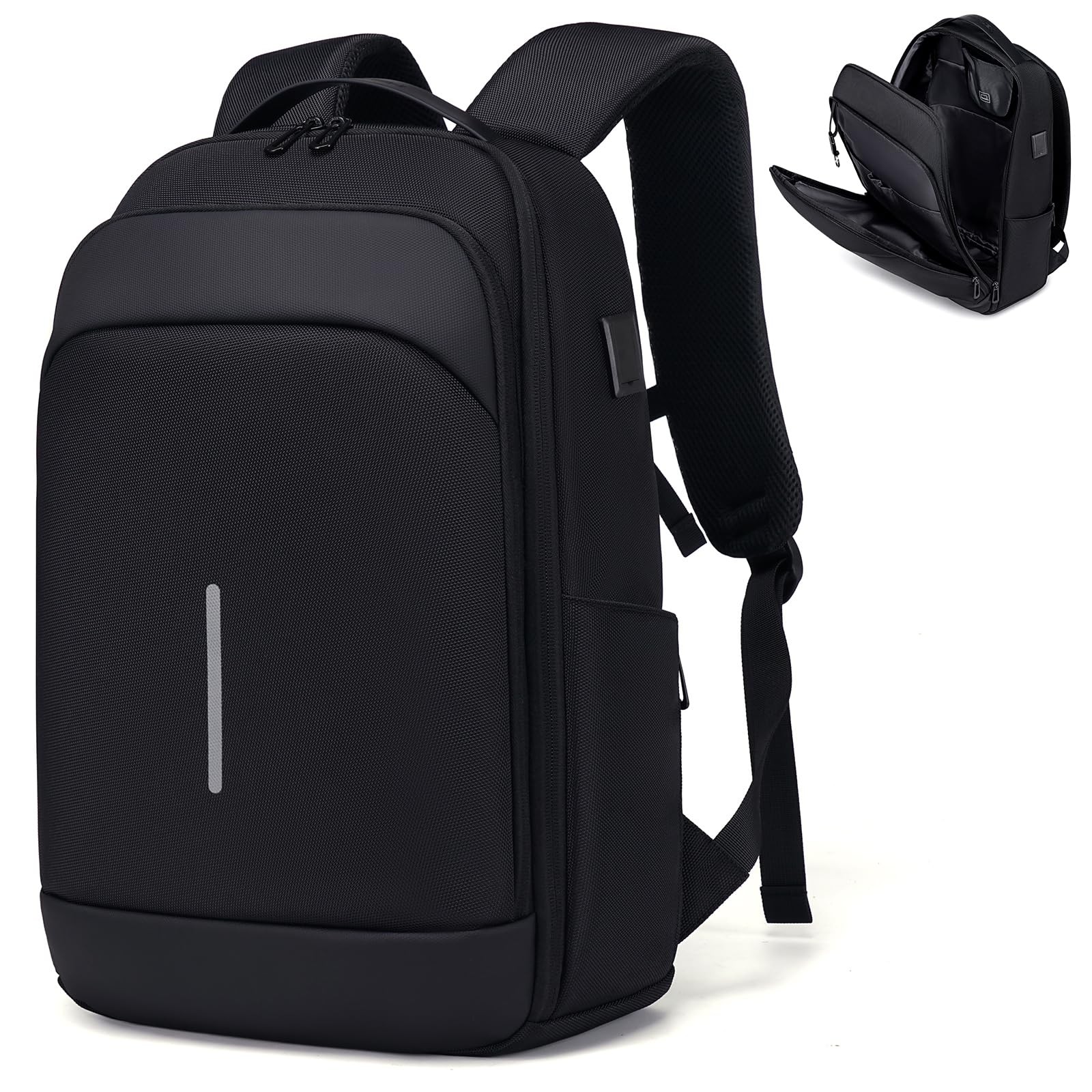 Mens 15.6 Inch Laptop Backpack for Work with USB Charging Port