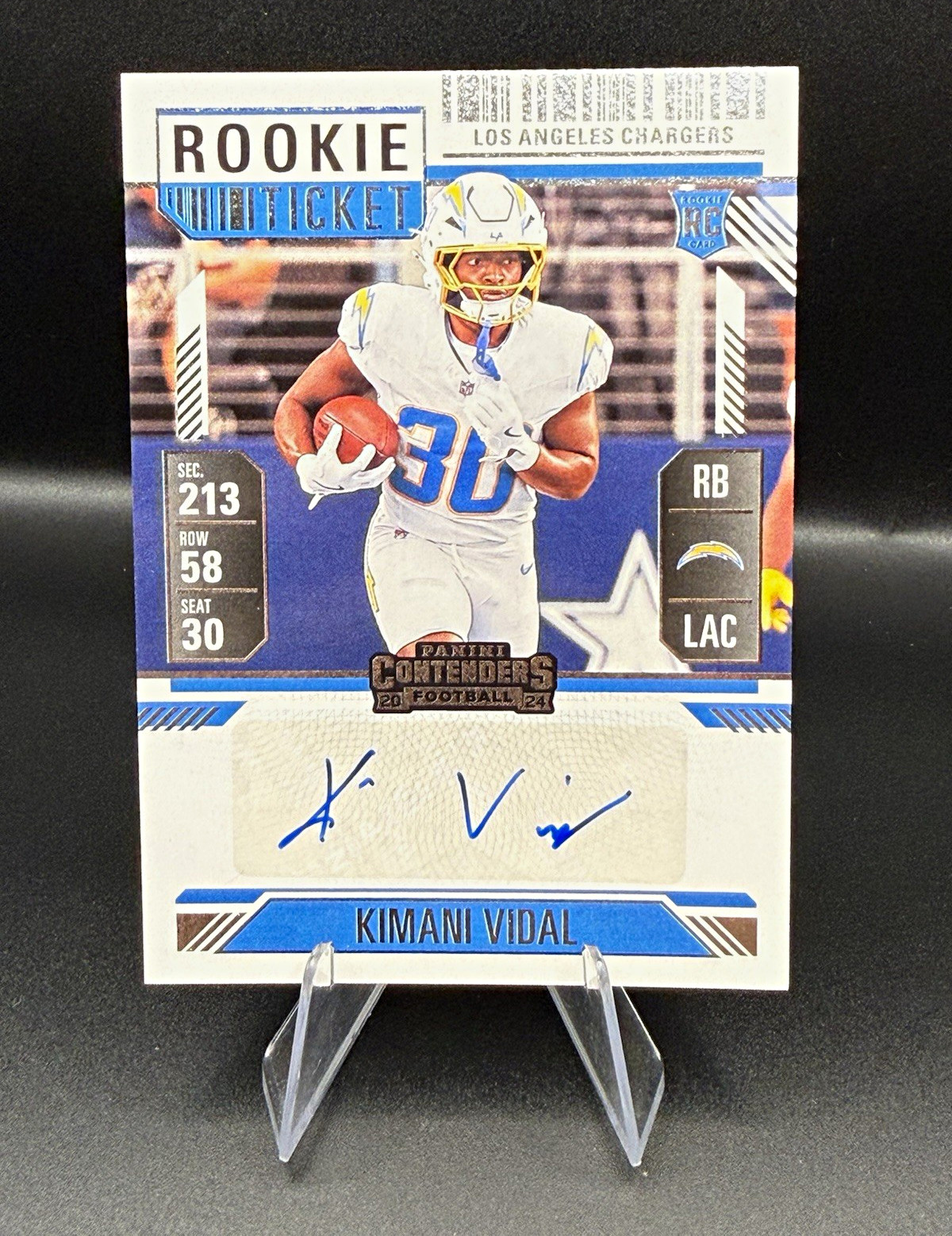 Panini 2024 Contenders Football Kimani Vidal RC Rookie Ticket Auto #188 Chargers