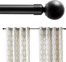 Light Filtering Linen Blend Curtains with Adjustable Rod, 2 Panels 50x84
