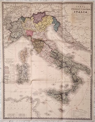Carta Stradale e Postale d'Italia 1841 Adriano Baldi Editalia Maps