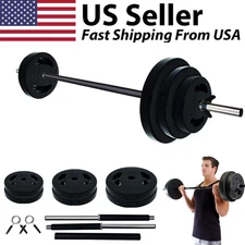 Barbell 40 lb Weight Set With Bar For Home Fitness Gym Full Body Workout