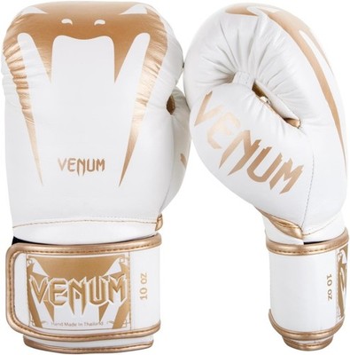 Venum Giant 3.0 Nappa Leather Hook and Loop Training Boxing Gloves, White/Gold