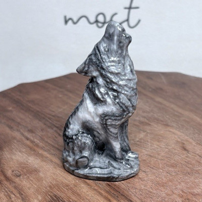 Small Black and White Calcite Wolf