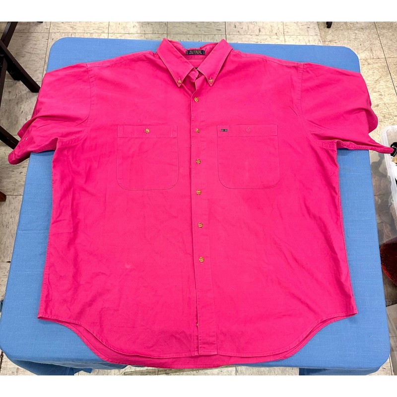 Colours Alexander Julian Mens XL Pink Button Up Short Sleeve Shirt 17 - 1 7 1/2