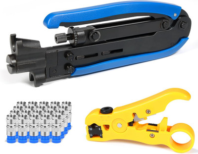 RG6 Compression Tool Coax Cable Crimper Kit RG6 RG11 RG59 F81 with 20PCS F Compr